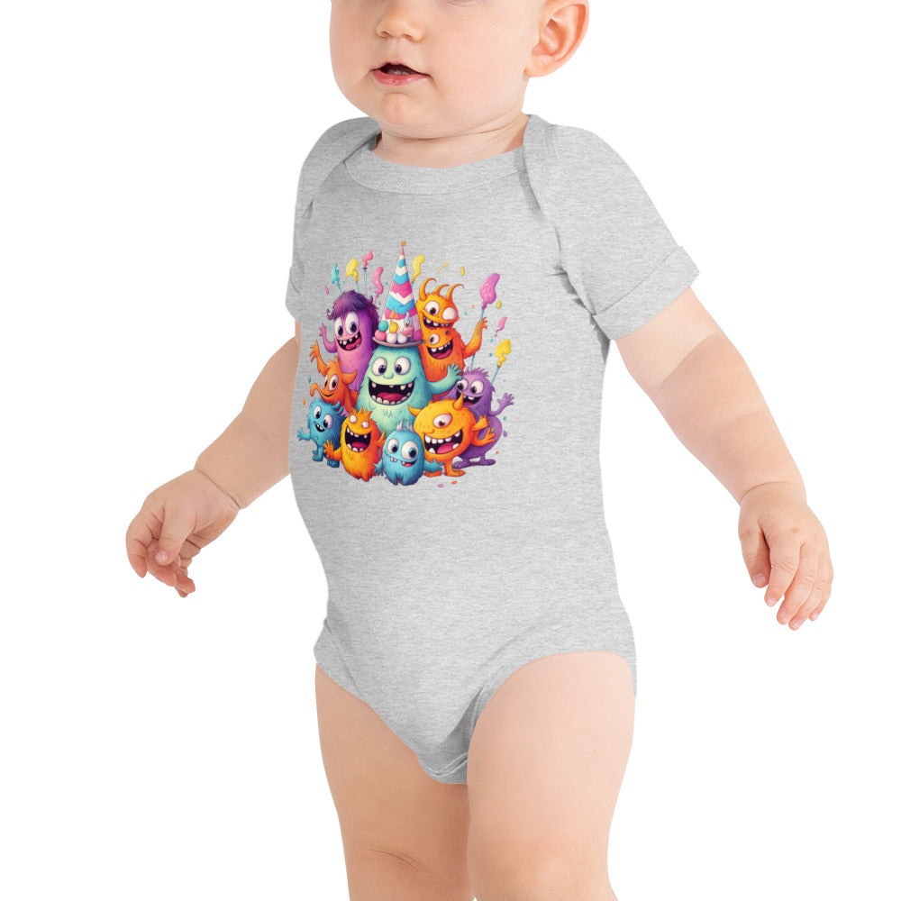 Monsters having a costume party - Baby short sleeve one piece