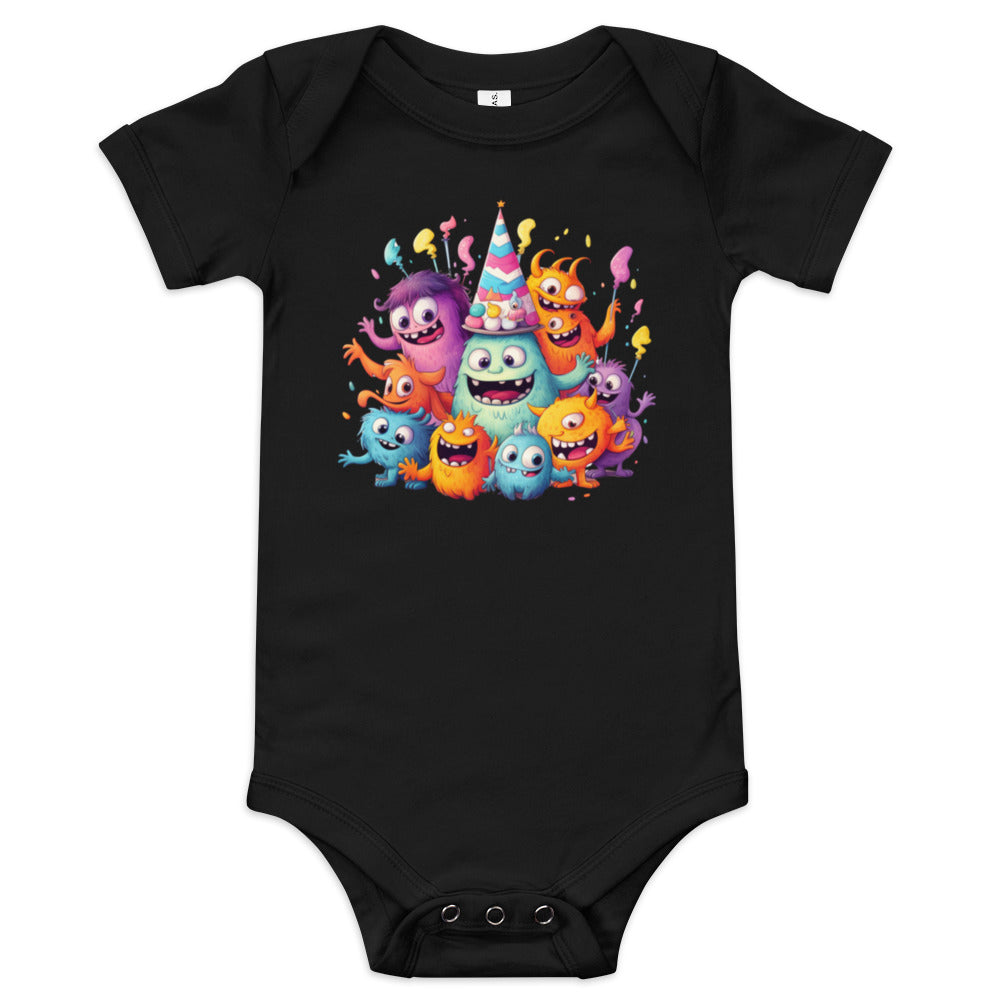 Monsters having a costume party - Baby short sleeve one piece