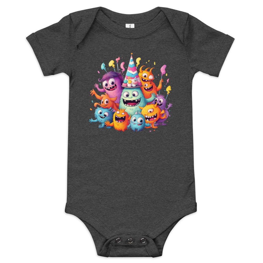 Monsters having a costume party - Baby short sleeve one piece