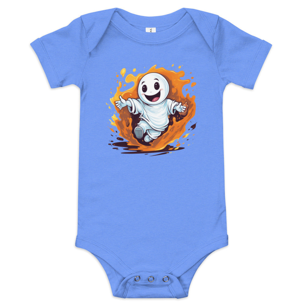 Playful ghost playing pranks on Halloween - Baby short sleeve one piece