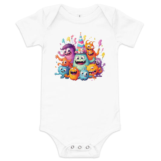 Monsters having a costume party - Baby short sleeve one piece