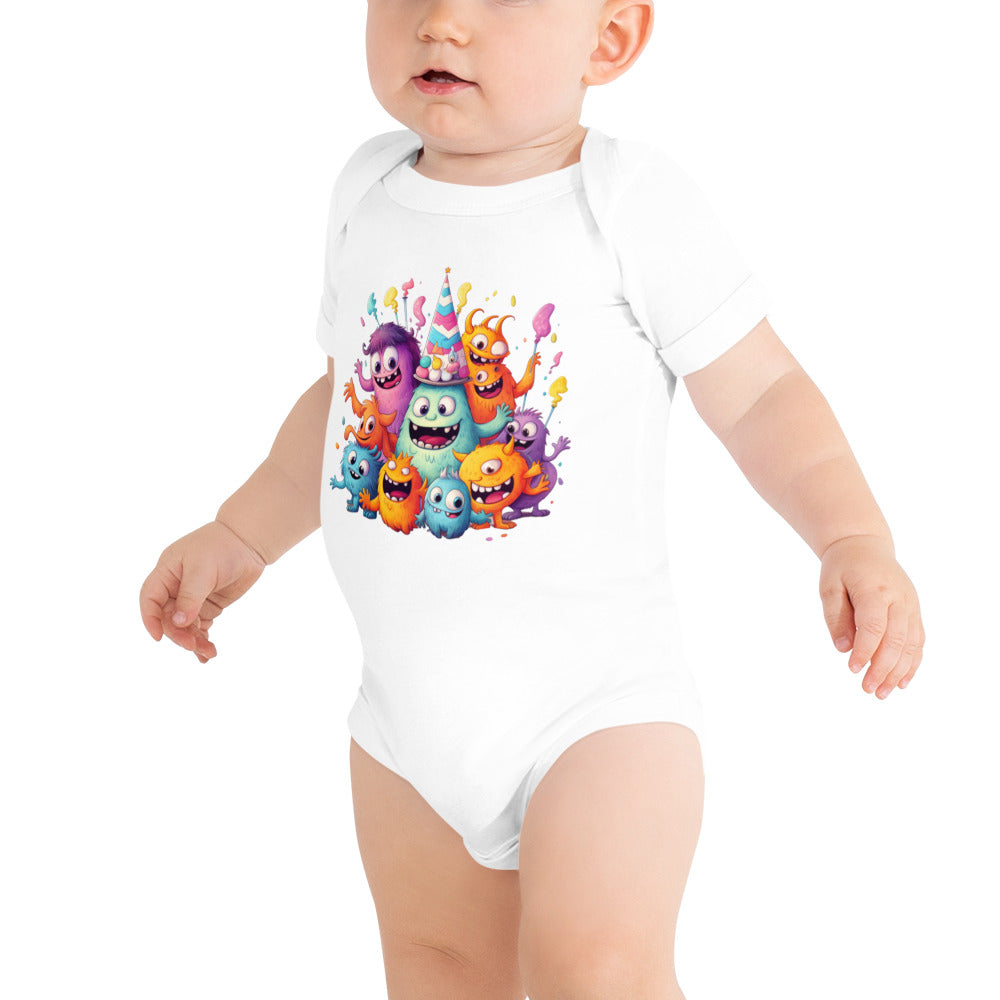 Monsters having a costume party - Baby short sleeve one piece