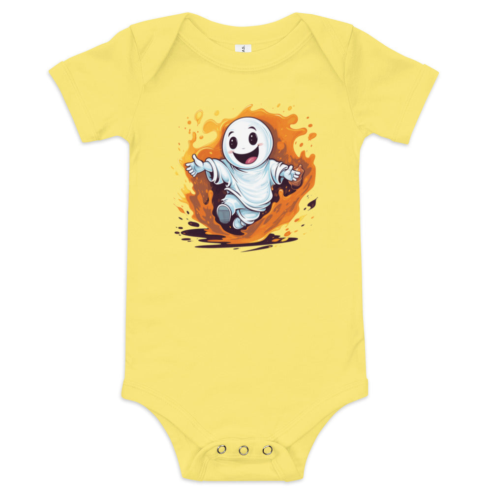 Playful ghost playing pranks on Halloween - Baby short sleeve one piece