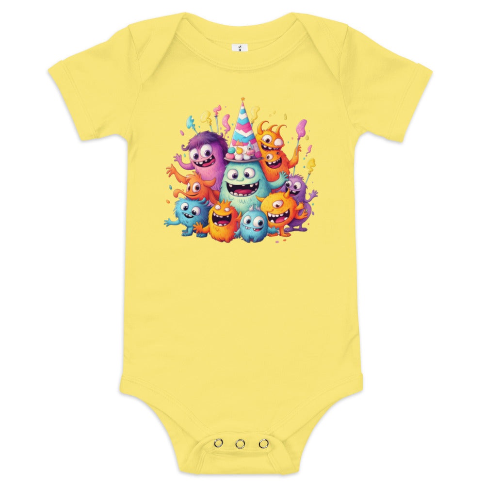 Monsters having a costume party - Baby short sleeve one piece