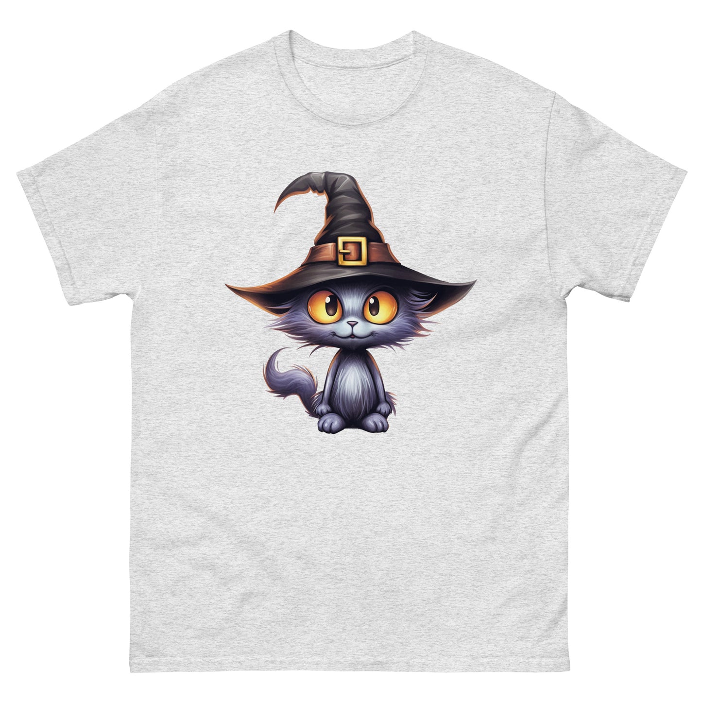 Black cat wearing a witch's hat. - Men's classic tee