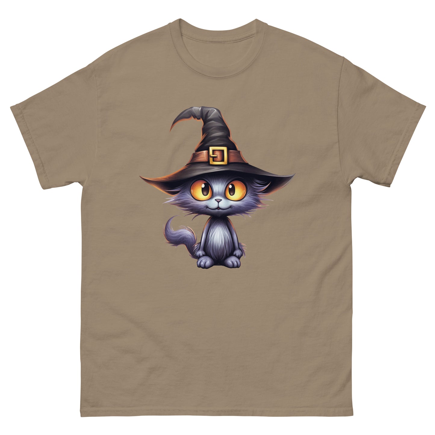 Black cat wearing a witch's hat. - Men's classic tee