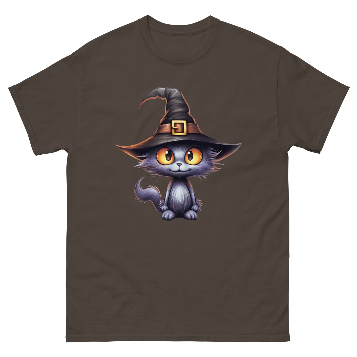 Black cat wearing a witch's hat. - Men's classic tee