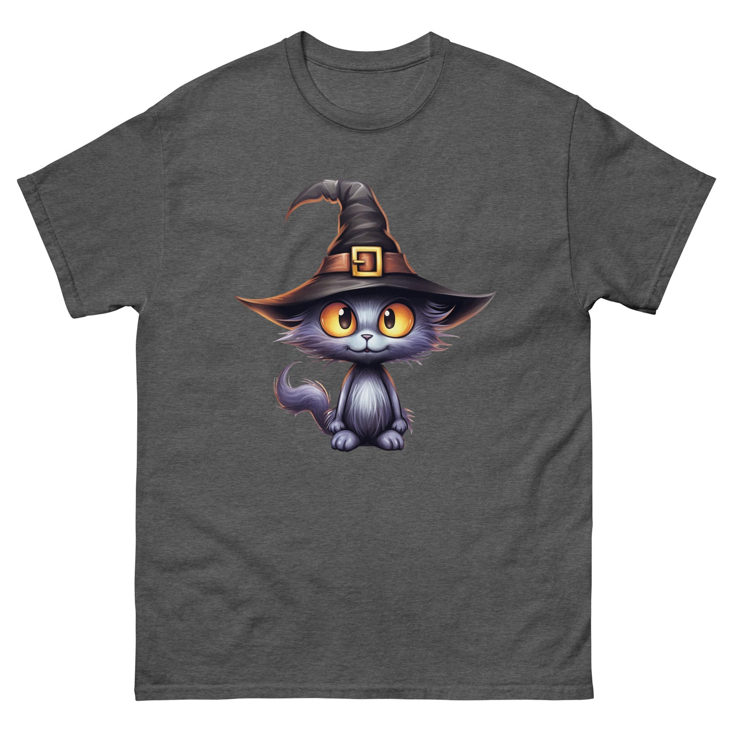 Black cat wearing a witch's hat. - Men's classic tee