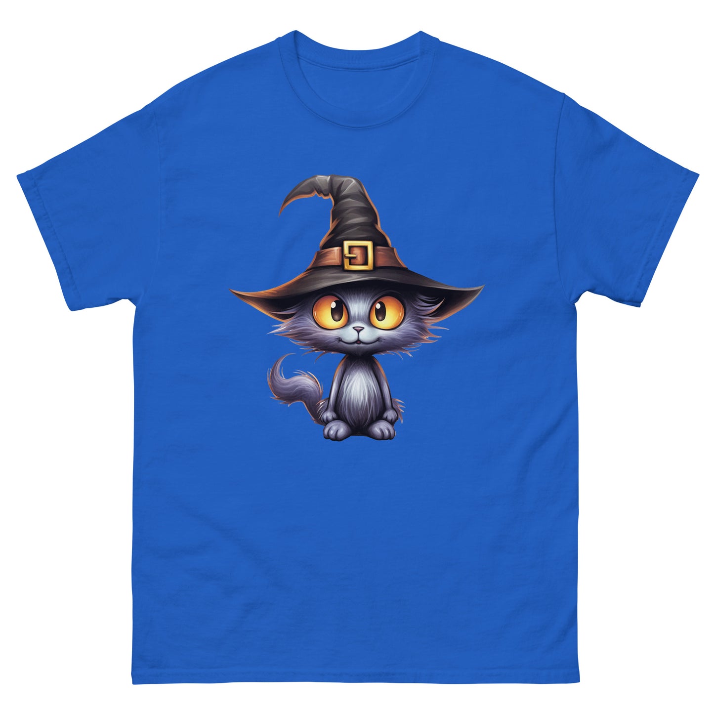 Black cat wearing a witch's hat. - Men's classic tee