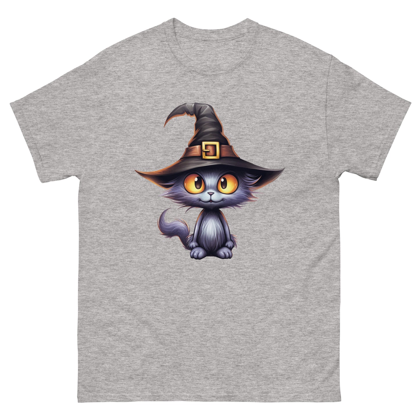 Black cat wearing a witch's hat. - Men's classic tee