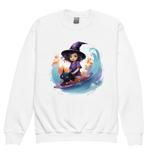 Little witch surfing - Youth crewneck sweatshirt